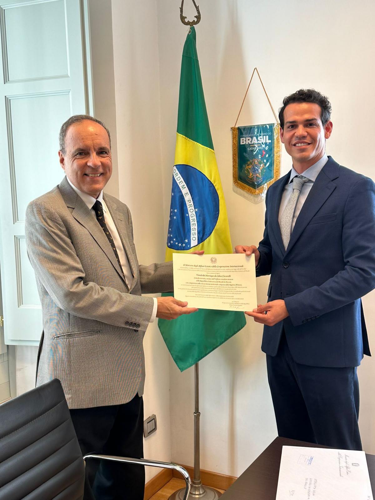 Vanderlei Ciccarelli é Nomeado Cônsul Honorário do Brasil em Pescara, Itália, Prometendo Dedicação e União à Comunidade Brasileira