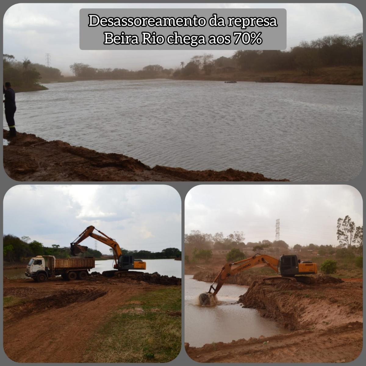 Obra de desassoreamento da represa Beira Rio chega aos 70%