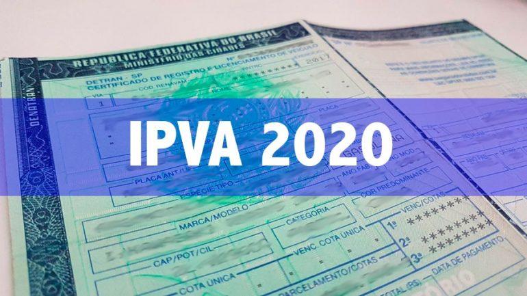 PLACA 1: pagamento do IPVA 2020 com desconto de 3% vence nesta quinta-feira, 9/1