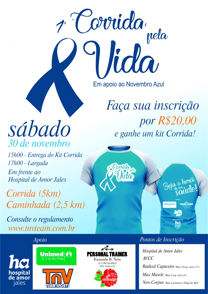 Hospital de Amor Jales promove a 1ª Corrida pela Vida, em apoio ao Novembro Azul