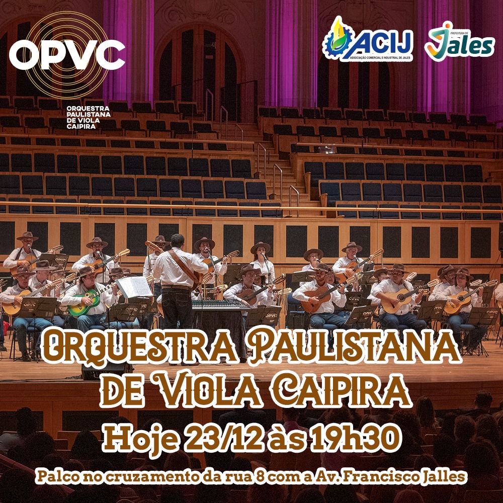 Hoje tem mais espetáculo em Jales. É a vez da Orquestra Paulistana de Viola Caipira. 