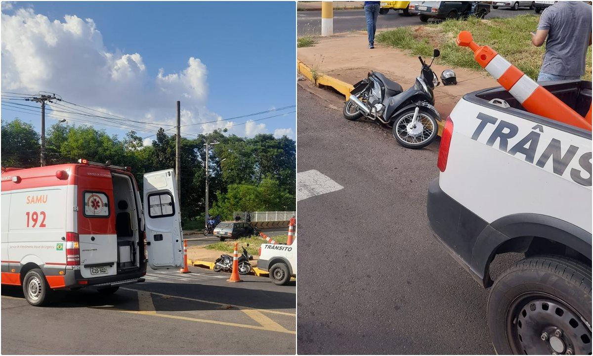 Colisão entre carro e moto deixa motociclista ferido em Fernandópolis