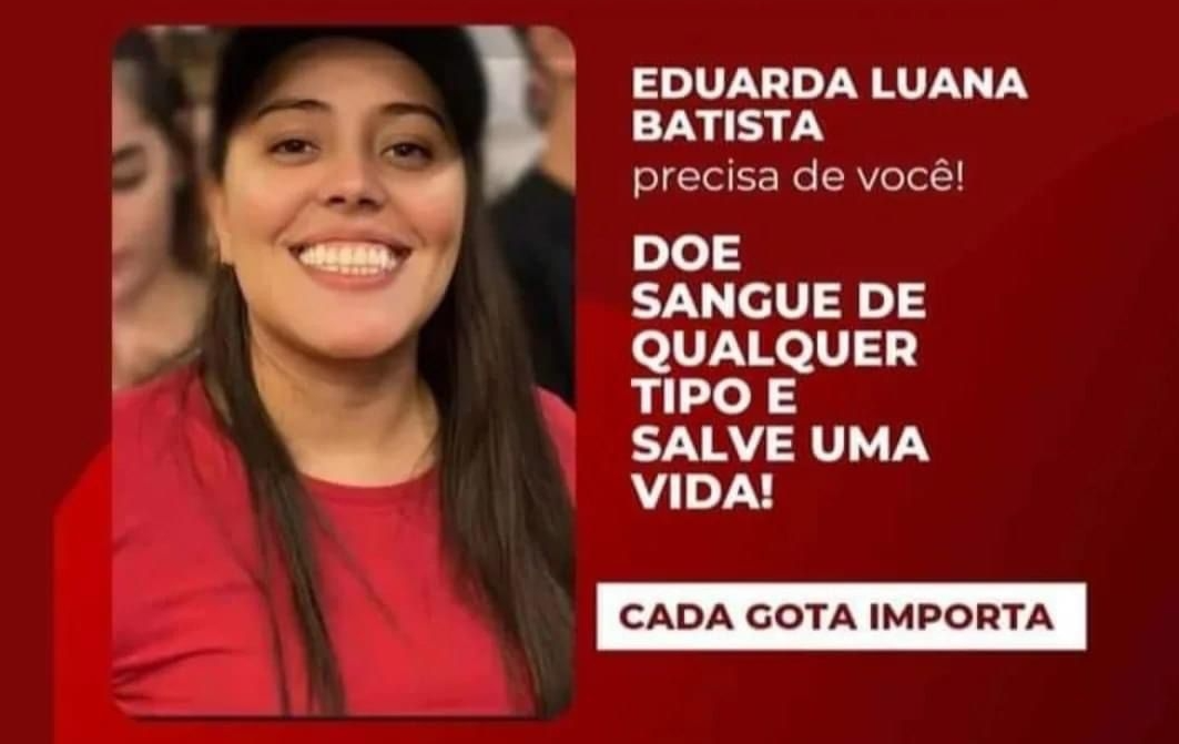 Campanha pede doação de sangue para jovem ferida em acidente