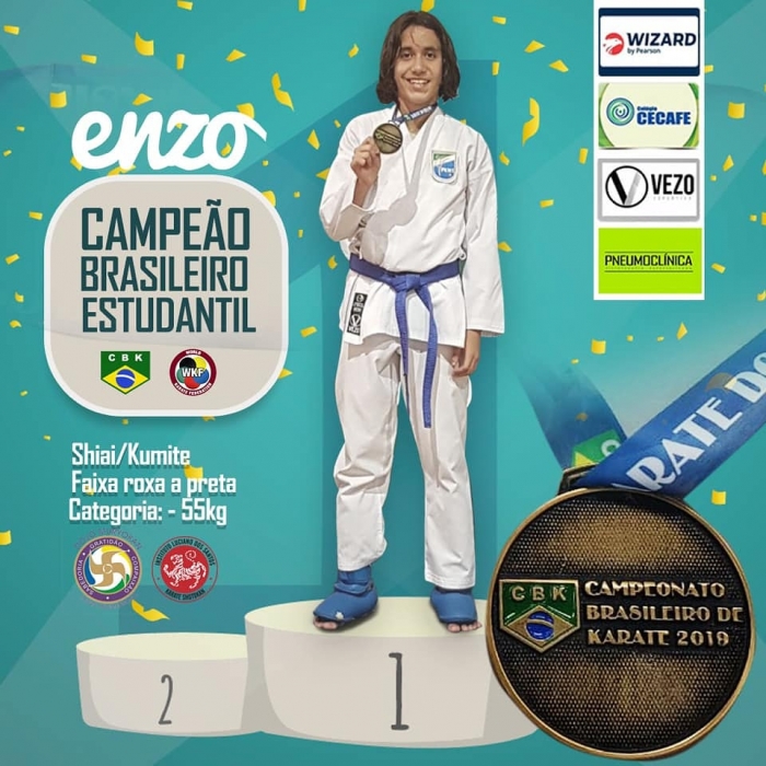 Enzo Bassi é Campeão Brasileiro Estudantil de Karatê em Uberlândia