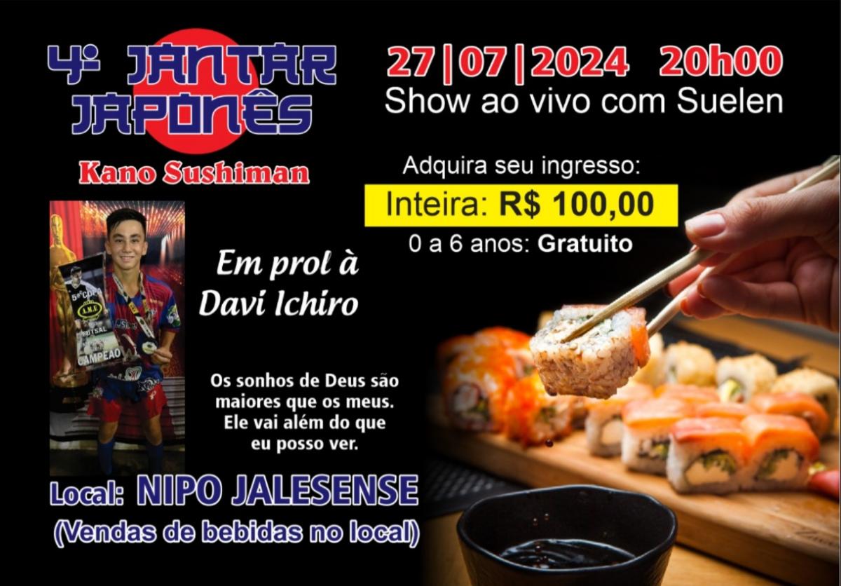 Jales - Jovem Jogador Davi Ichiro Realiza Jantar Japonês Beneficente para Viagem de Teste no Futebol