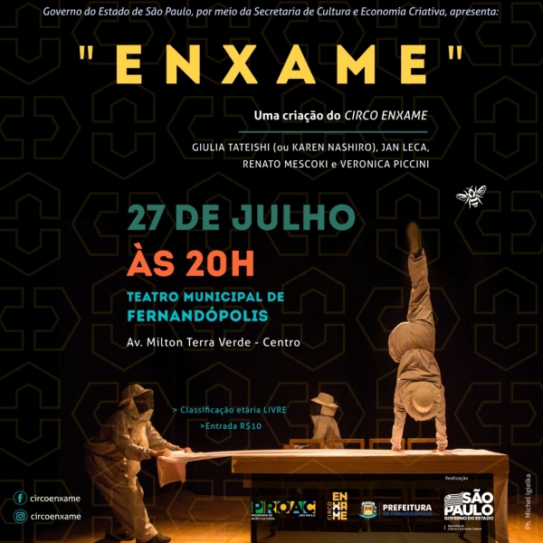 Espetáculo ‘ENXAME’ chega a Fernandópolis neste sábado, 27