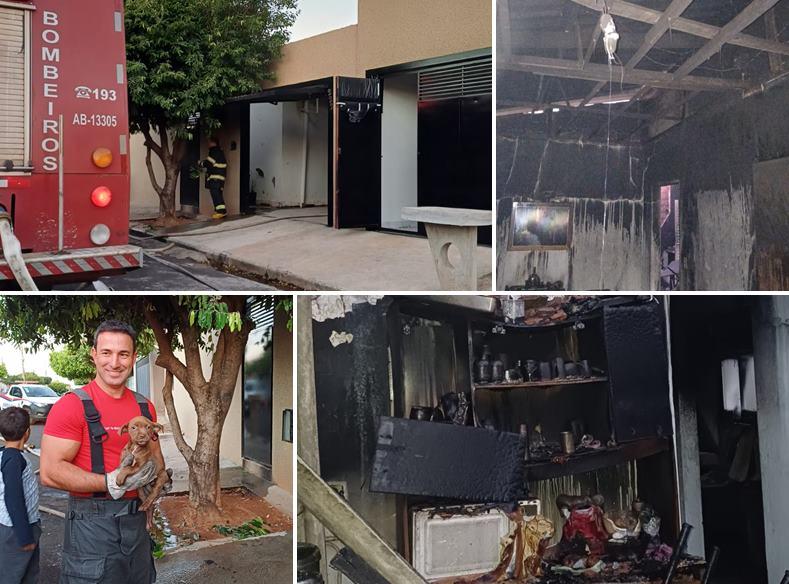Incêndio devasta residência em Fernandópolis; Cãozinho é resgatado ileso