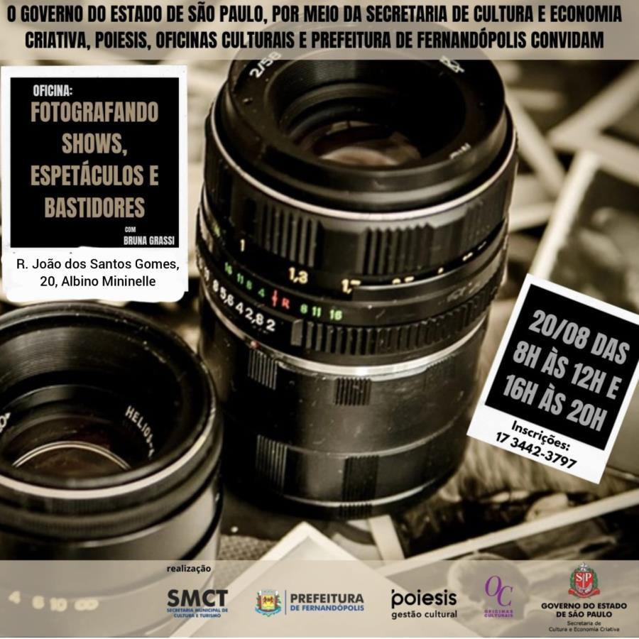 Oficina de Fotografia acontece no sábado, 20, em Fernandópolis