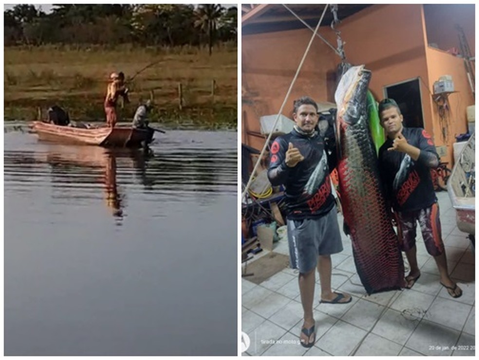 Jovem fisga pirarucu de mais de 115 quilos em rio de Cardoso