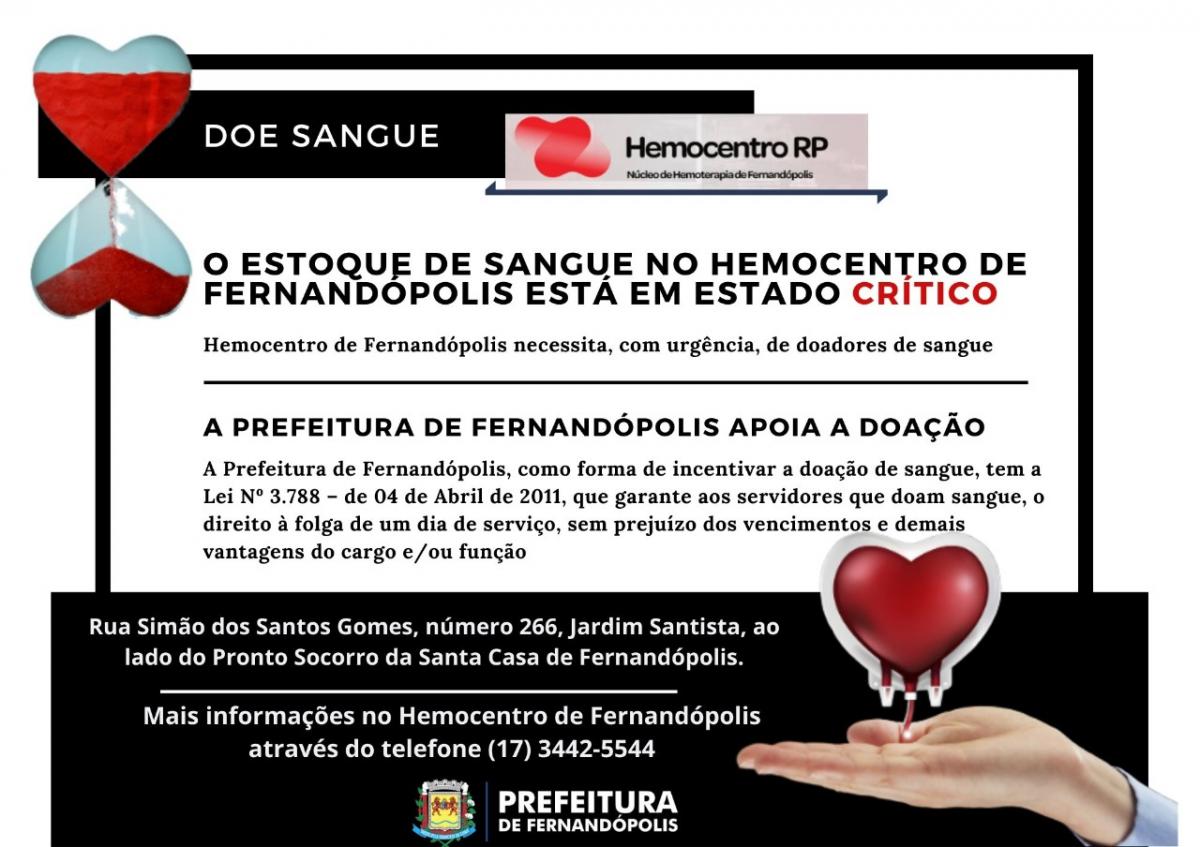 Prefeitura de Fernandópolis incentiva a doação de sangue