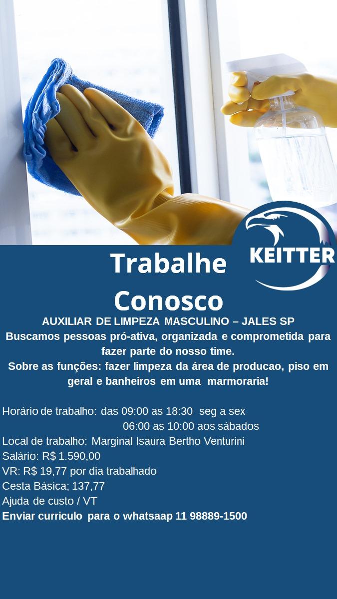 Oportunidade de Emprego: Auxiliar de Limpeza em Jales-SP