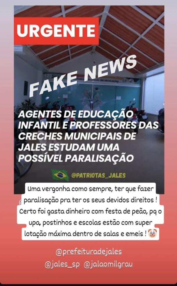 FAKE NEWS SOBRE PARALISAÇÃO EM CRECHES DE JALES É DESMENTIDA PELO PREFEITO LUIS HENRIQUE MOREIRA