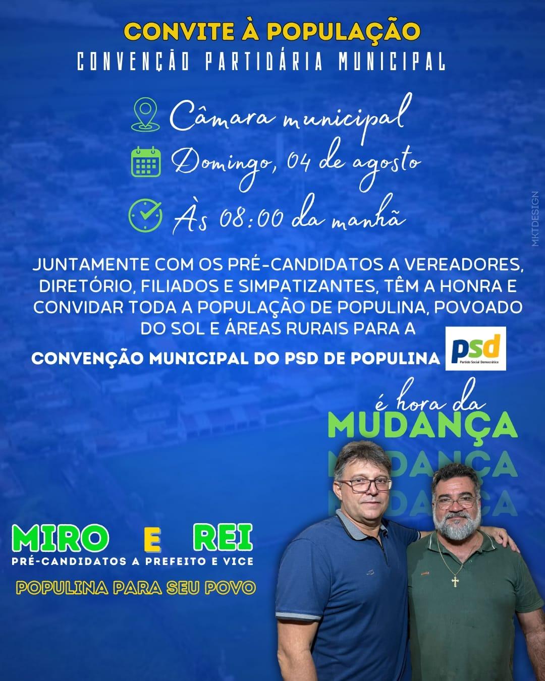 Mudança na Administração Municipal de Populina: PSD Anuncia Convenção com Pré-Candidatos