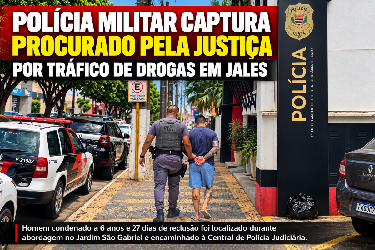 Homem condenado a mais de seis anos de prisão por tráfico de drogas é capturado pela Polícia Militar em Jales