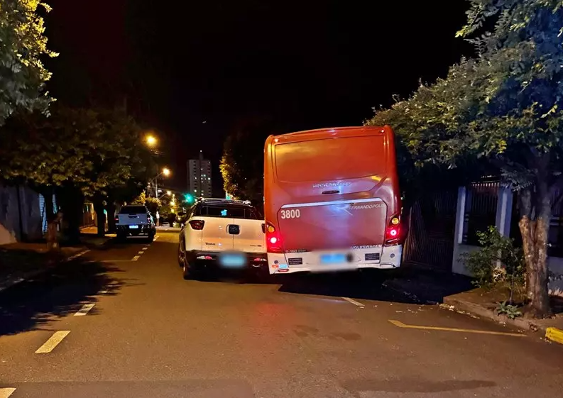 Ônibus sem freio atinge árvore no centro de Fernandópolis