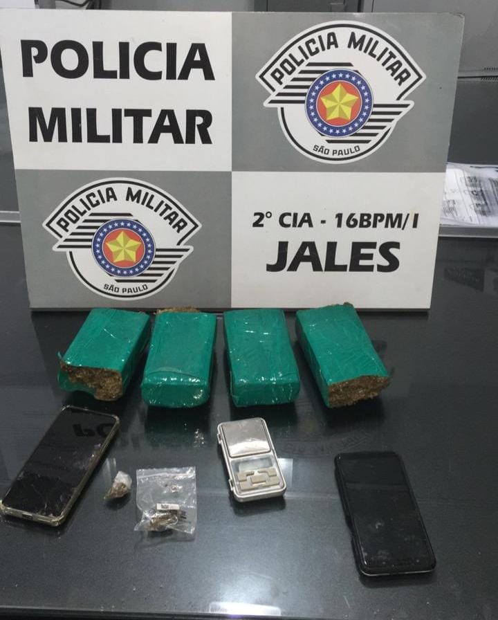 Polícia Militar de Jales prende traficante e apreende 1,7kg de maconha