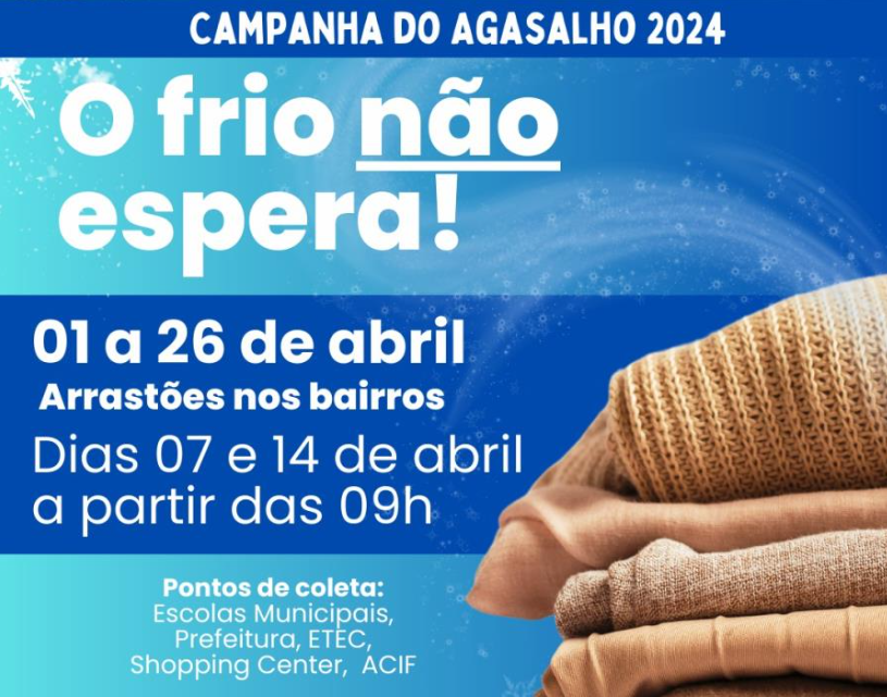 Campanha do Agasalho começa dia 01 de abril em Fernandópolis
