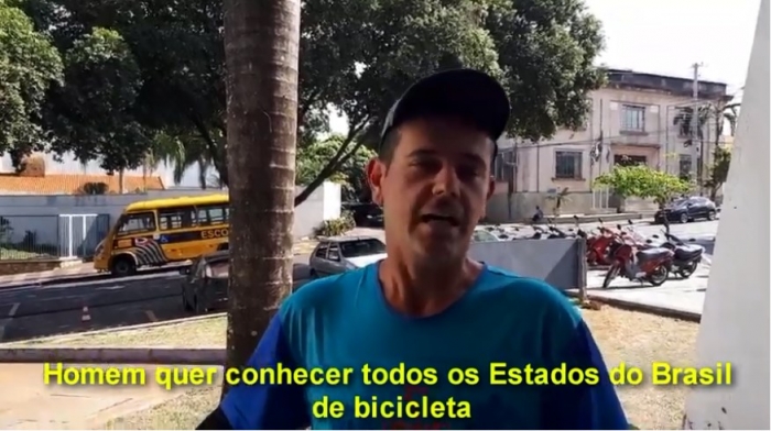 Homem que quer conhecer os Estados Brasileiros de Bicicleta passa por Jales