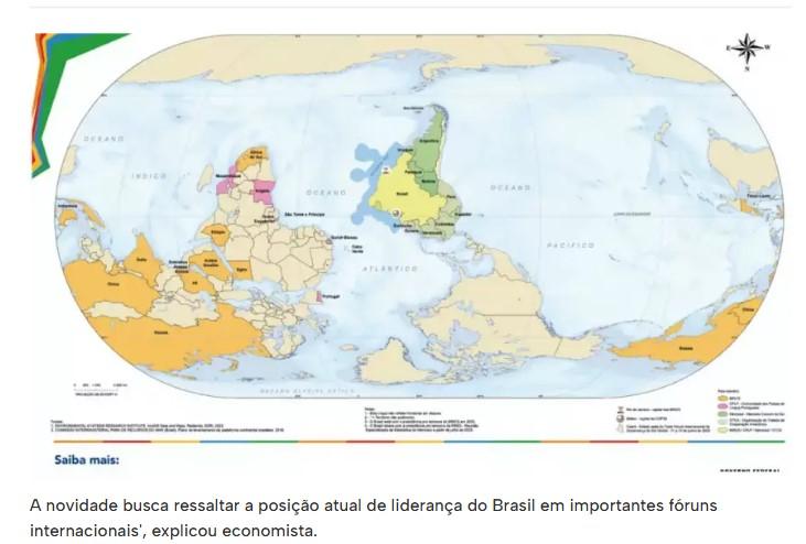 IBGE lança mapa-múndi de ponta-cabeça e com Brasil no centro
