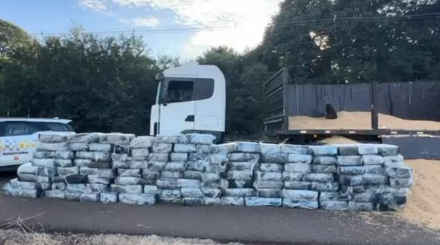 Polícia apreende quase 3 toneladas de maconha escondidas em carga de soja em caminhão no interior de SP