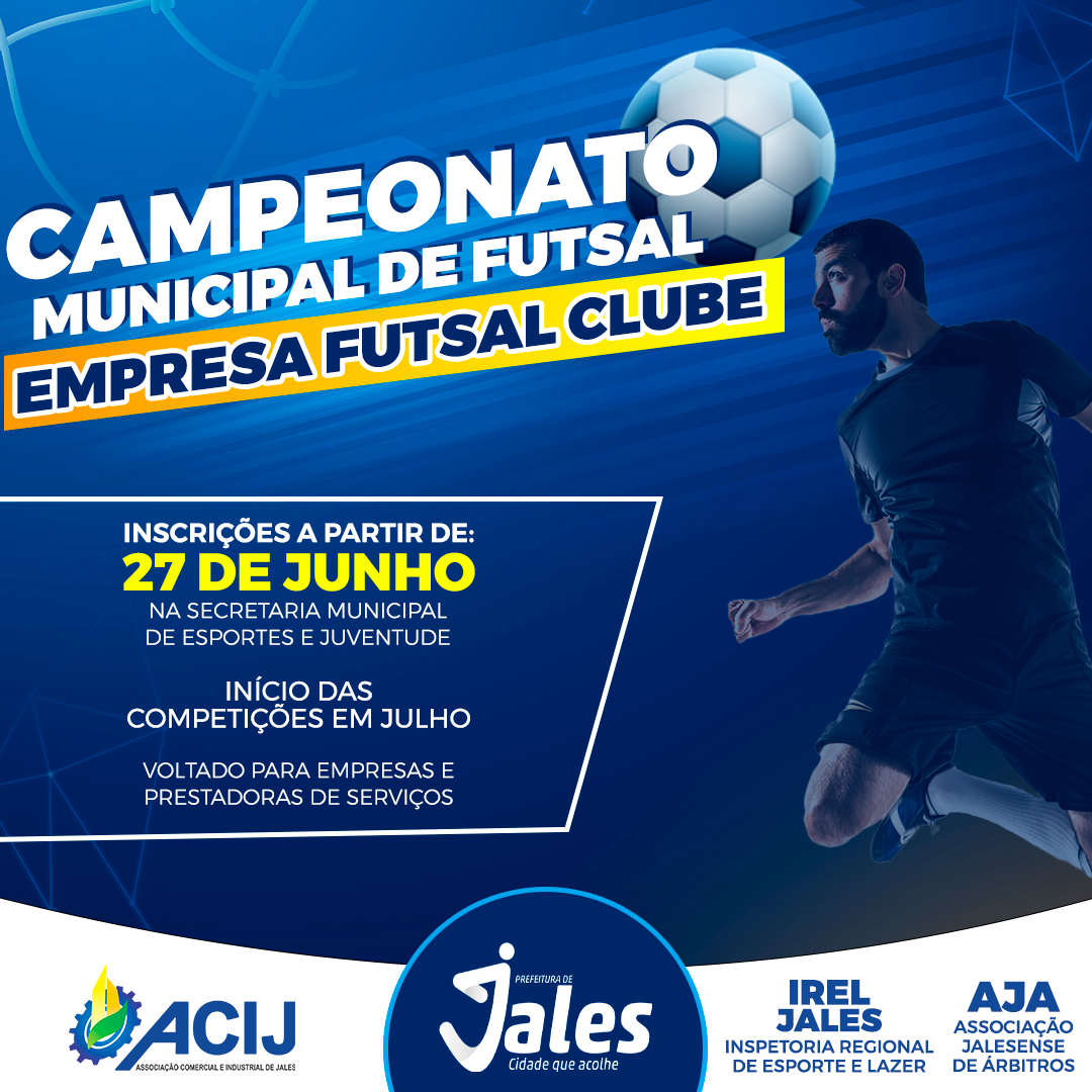 Campeonato Empresa Futsal Clube de Jales terá as inscrições abertas a partir desta segunda-feira