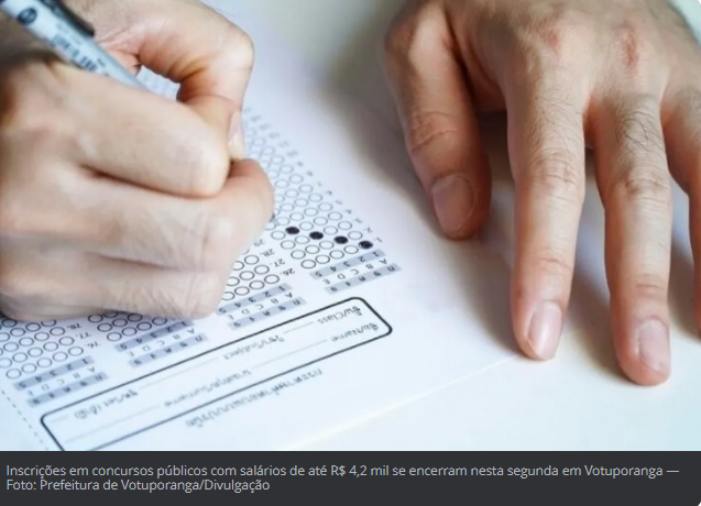 Inscrições em concursos públicos com salários de até R$ 4,2 mil terminam nesta segunda em Votuporanga