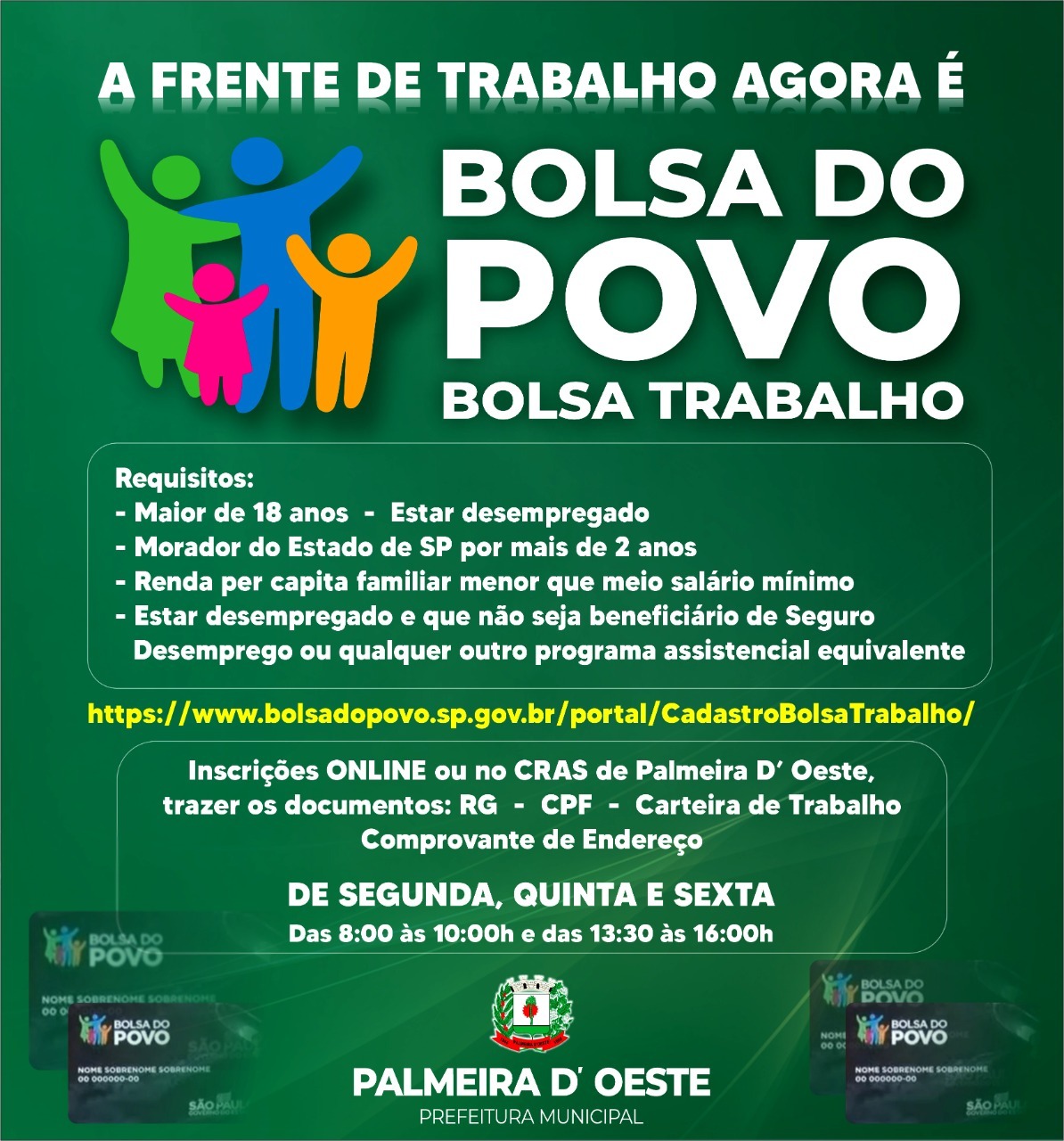 ATENÇÃO PALMEIRA D'OESTE - INSCRIÇÕES ABERTAS!