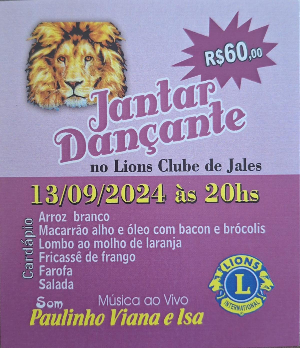 Lions Clube de Jales promove Jantar Dançante para aquisição de equipamentos de mobilidade