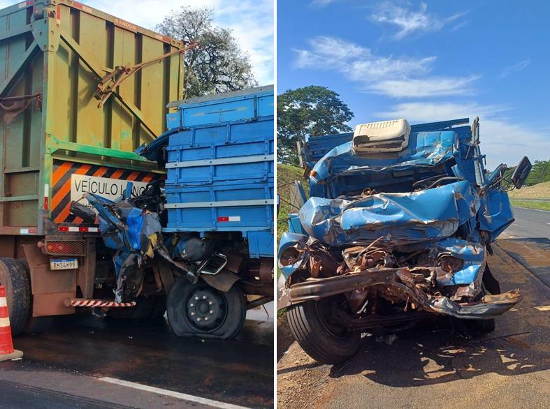Acidente entre caminhão e bi-trem deixa motorista ferido e intubado em Fernandópolis