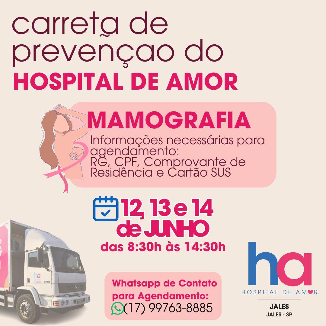 Hospital de Amor Jales e AVCC Celebram Aniversário com Acesso à Saúde: Carreta da Mamografia Disponível nos Dias 12, 13 e 14 de Junho.