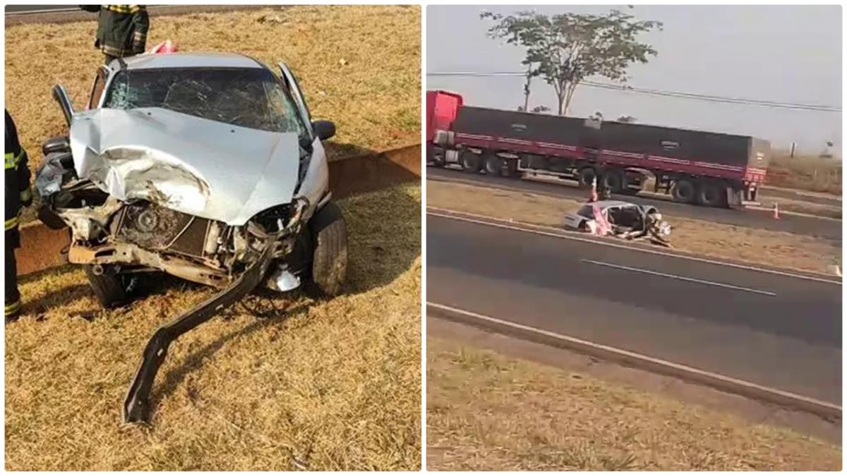 Carro capota após colisão com carreta em Jales; mulher morre no local