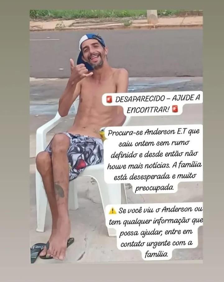 Família procura por jovem desaparecido em São Francisco: Anderson estaria em surto psicótico e foi visto pela última vez em fazenda