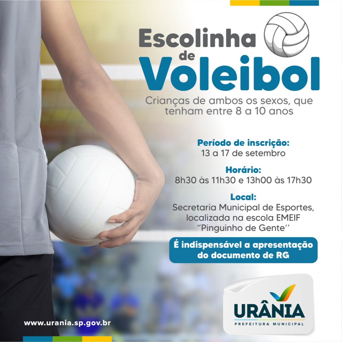 Estão abertas as inscrições da Escolinha de Voleibol de Urânia