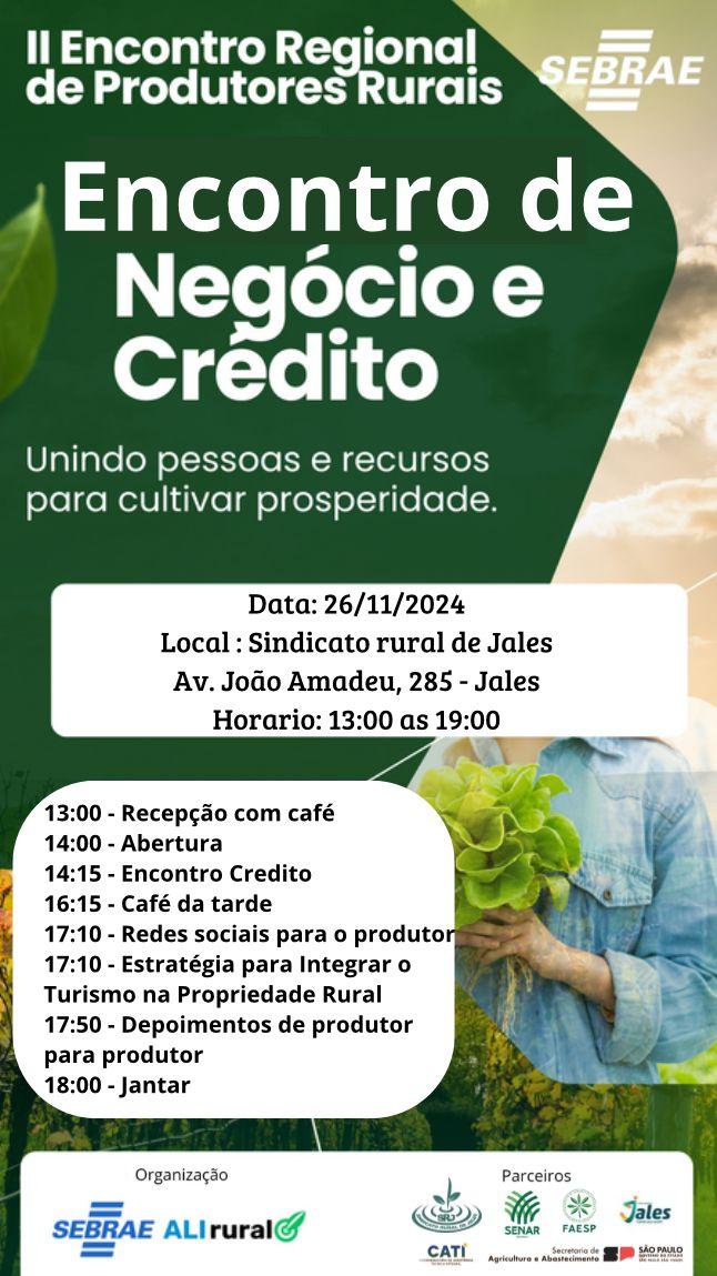 Encontro de Crédito e Negócios em Jales oferece capacitação gratuita para produtores rurais